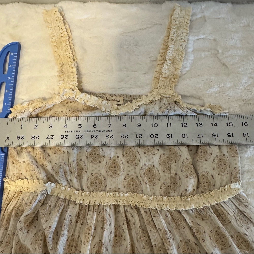 Hem &‎ Thread Cream and Tan. Ruffled pendulum camisole. bohemian style print. - Picture 4 of 11